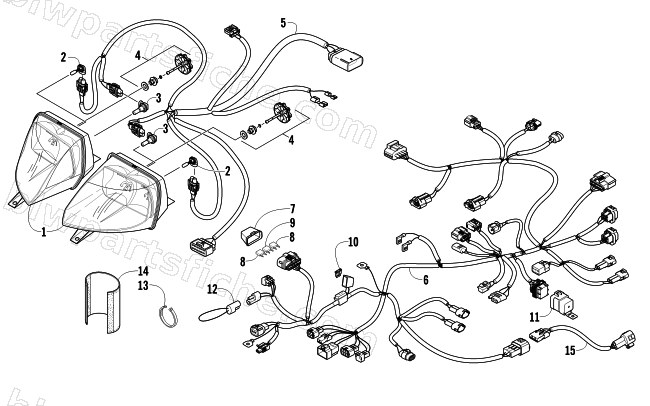 HEADLIGHT AND WIRING ASSEMBLIES diagram