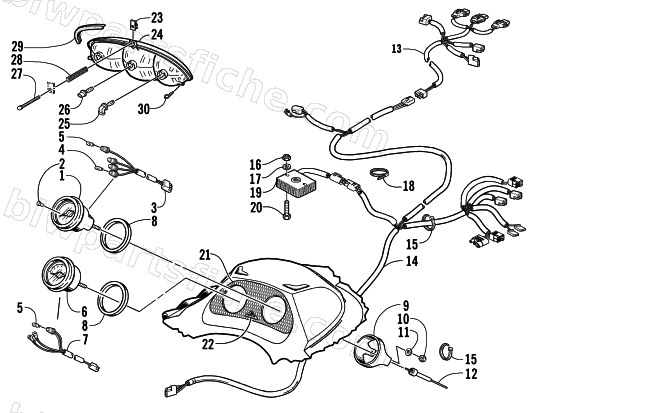HEADLIGHT, INSTRUMENTS, AND WIRING ASSEMBLIES diagram