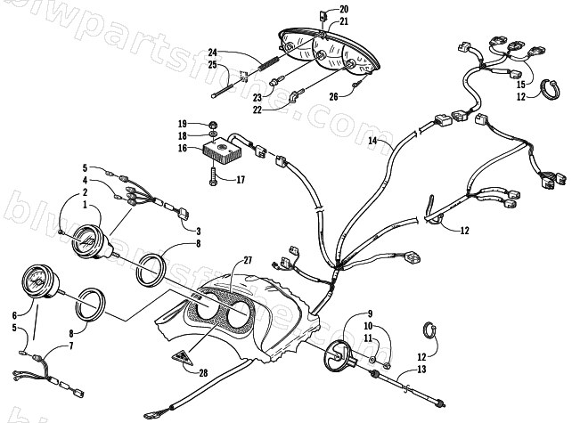 HEADLIGHT, INSTRUMENTS, AND WIRING ASSEMBLIES diagram