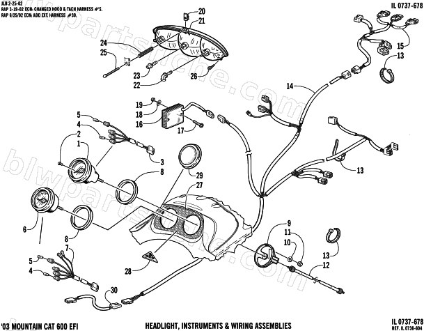 HEADLIGHT, INSTRUMENTS, AND WIRING ASSEMBLIES diagram