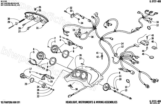 HEADLIGHT, INSTRUMENTS, AND WIRING ASSEMBLIES diagram