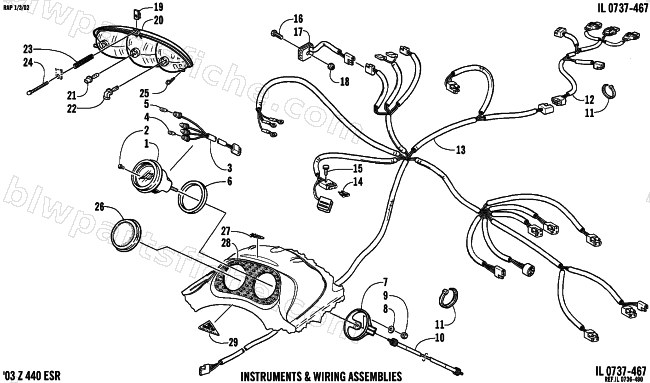 HEADLIGHT, INSTRUMENTS, AND WIRING ASSEMBLIES diagram