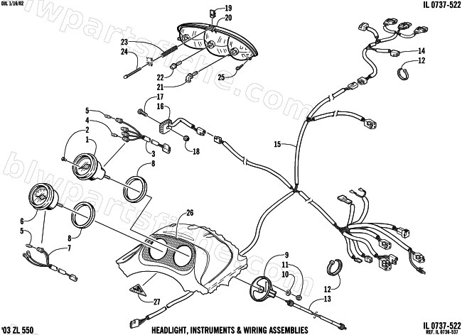 HEADLIGHT, INSTRUMENTS, AND WIRING ASSEMBLIES diagram
