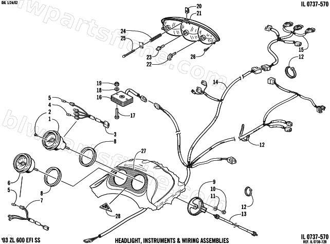 HEADLIGHT, INSTRUMENTS, AND WIRING ASSEMBLIES diagram