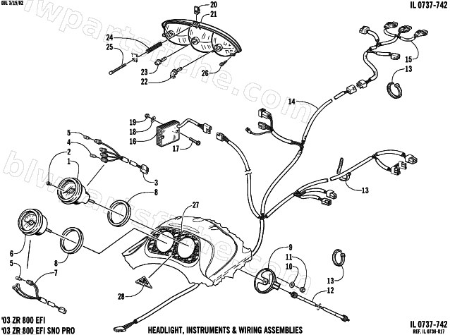 HEADLIGHT, INSTRUMENTS, AND WIRING ASSEMBLIES diagram