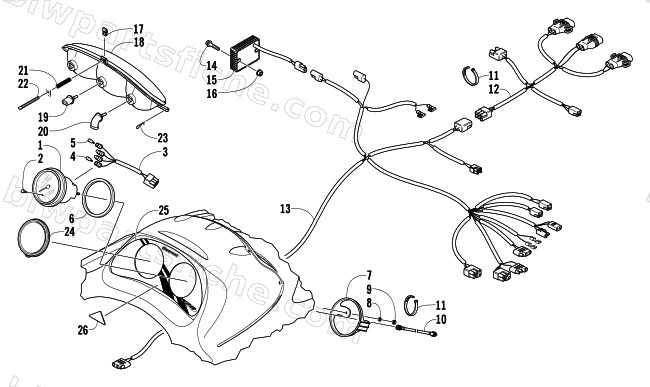 HEADLIGHT, INSTRUMENTS, AND WIRING ASSEMBLIES diagram