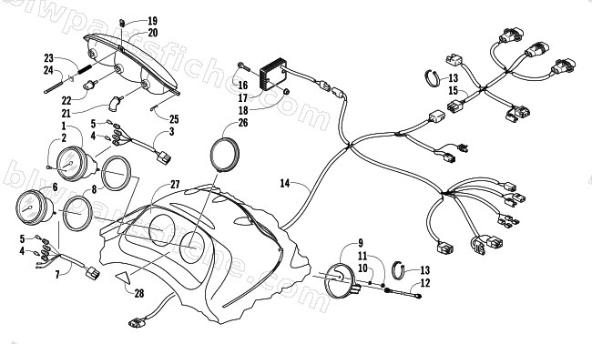 HEADLIGHT, INSTRUMENTS, AND WIRING ASSEMBLIES diagram