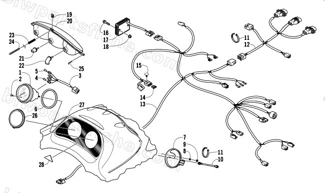 HEADLIGHT, INSTRUMENTS, AND WIRING ASSEMBLIES diagram