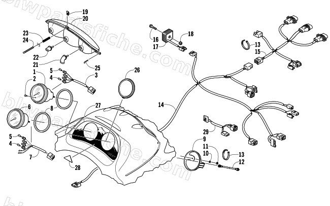 HEADLIGHT, INSTRUMENTS, AND WIRING ASSEMBLIES diagram