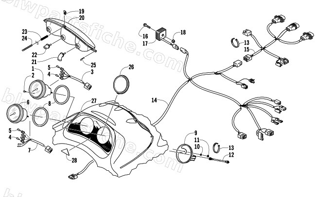 HEADLIGHT, INSTRUMENTS, AND WIRING ASSEMBLIES diagram