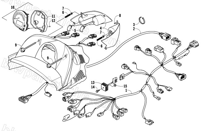 HEADLIGHT, INSTRUMENTS, AND WIRING ASSEMBLIES diagram