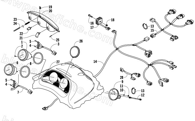 HEADLIGHT, INSTRUMENTS, AND WIRING ASSEMBLIES diagram