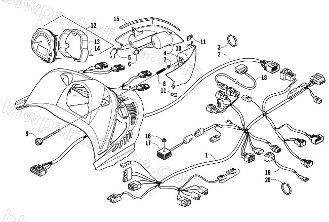 HEADLIGHT, INSTRUMENTS, AND WIRING ASSEMBLIES diagram