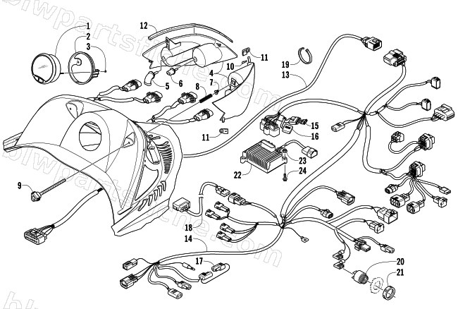 HEADLIGHT, INSTRUMENTS, AND WIRING ASSEMBLIES diagram