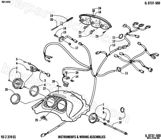 HEADLIGHT, INSTRUMENTS, AND WIRING ASSEMBLIES (ES) diagram