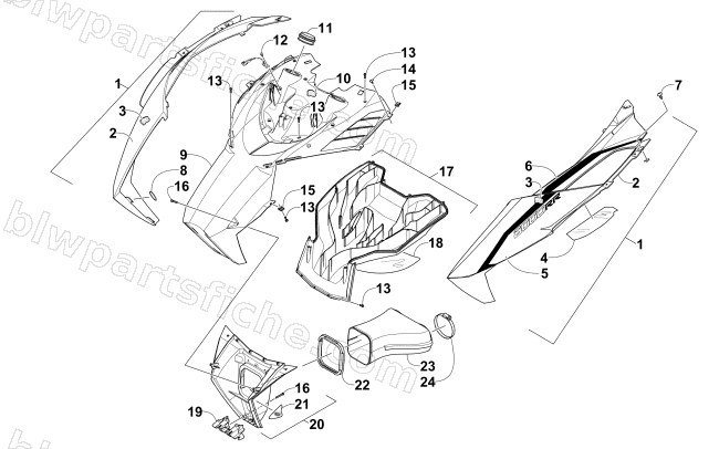 HOOD AND AIR INTAKE ASSEMBLIES diagram