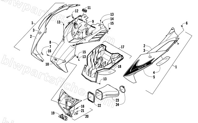 HOOD AND AIR INTAKE ASSEMBLY diagram