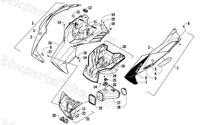 HOOD AND AIR INTAKE ASSEMBLY diagram