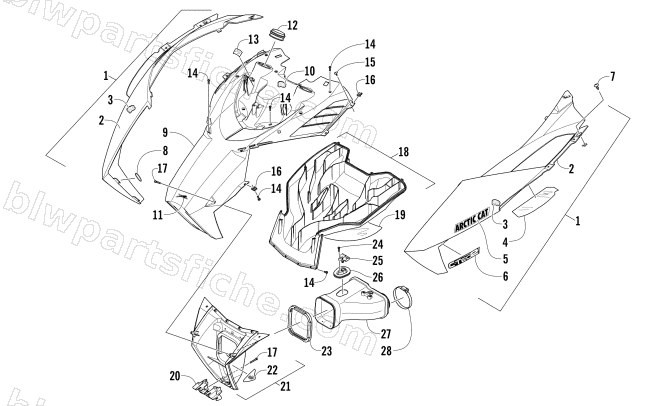 HOOD AND AIR INTAKE ASSEMBLY diagram