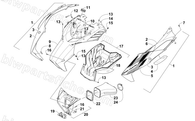 HOOD AND AIR INTAKE ASSEMBLY diagram