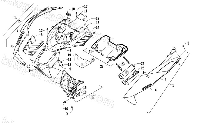 HOOD AND AIR INTAKE ASSEMBLY diagram