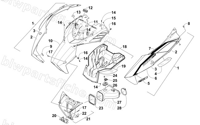 HOOD AND AIR INTAKE ASSEMBLY diagram