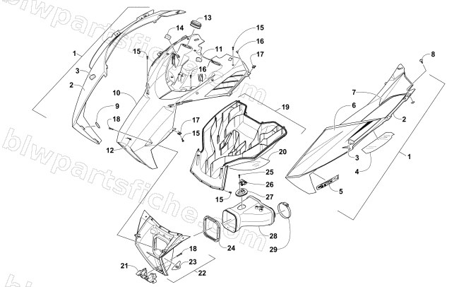 HOOD AND AIR INTAKE ASSEMBLY diagram