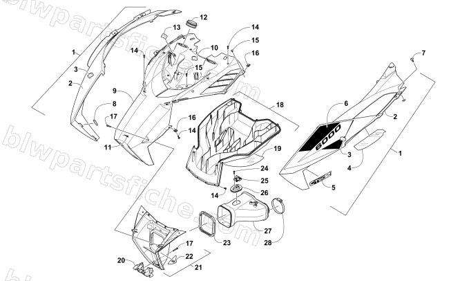 HOOD AND AIR INTAKE ASSEMBLY diagram