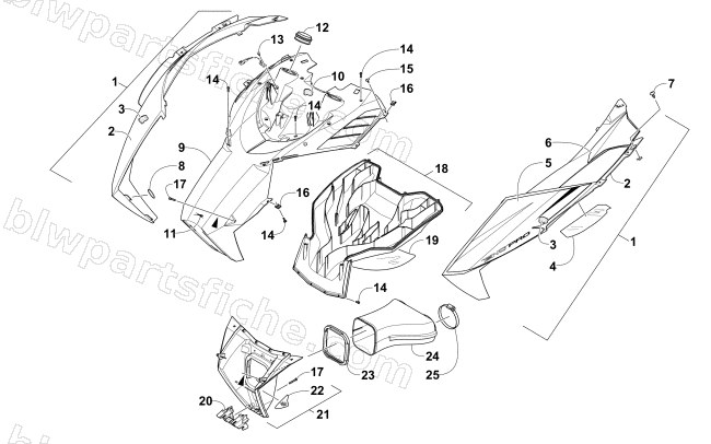 HOOD AND AIR INTAKE ASSEMBLY diagram