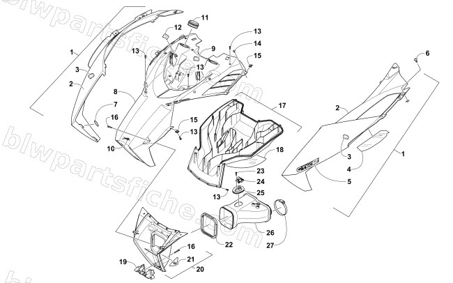 HOOD AND AIR INTAKE ASSEMBLY diagram