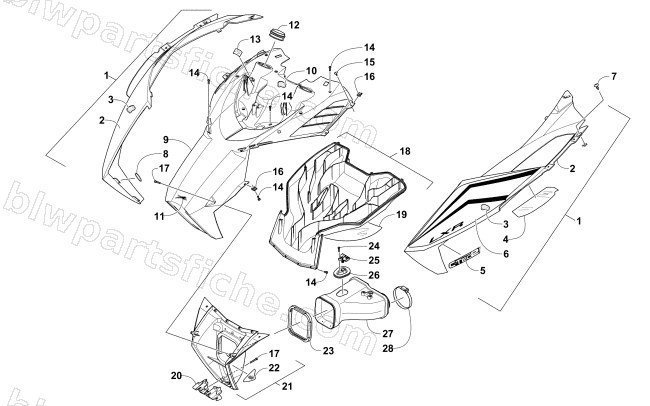 HOOD AND AIR INTAKE ASSEMBLY diagram