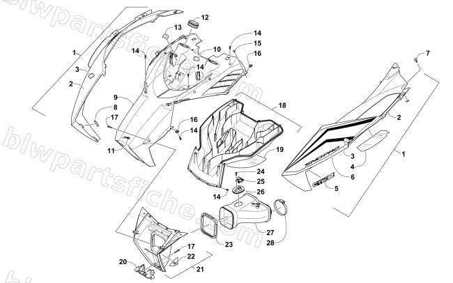 HOOD AND AIR INTAKE ASSEMBLY diagram