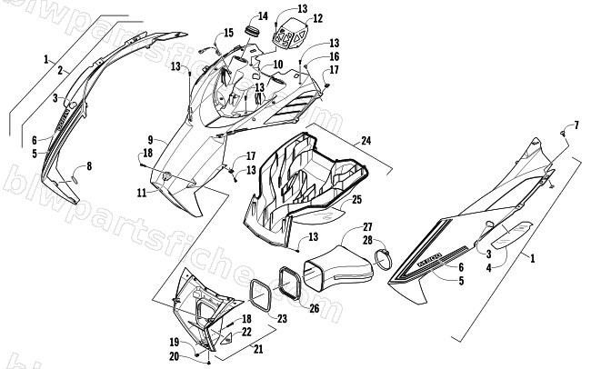 HOOD AND AIR INTAKE ASSEMBLY diagram