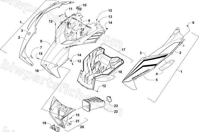 HOOD AND AIR INTAKE ASSEMBLY diagram