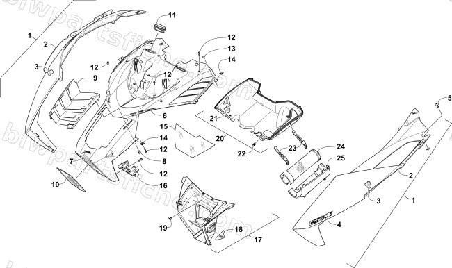 HOOD AND AIR INTAKE ASSEMBLY diagram
