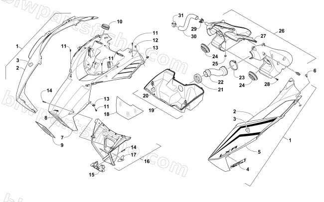 HOOD AND AIR INTAKE ASSEMBLY diagram