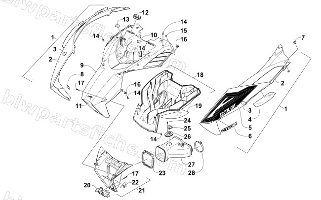 HOOD AND AIR INTAKE ASSEMBLY diagram