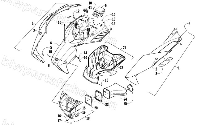 HOOD AND AIR INTAKE ASSEMBLY diagram
