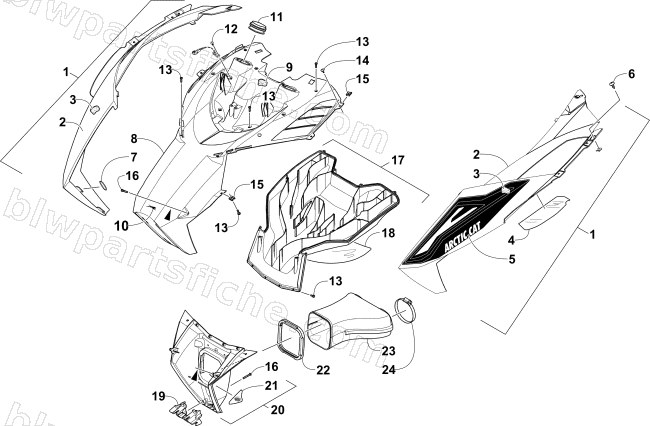 HOOD AND AIR INTAKE ASSEMBLY diagram