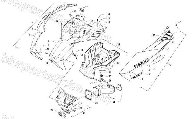 HOOD AND AIR INTAKE ASSEMBLY diagram