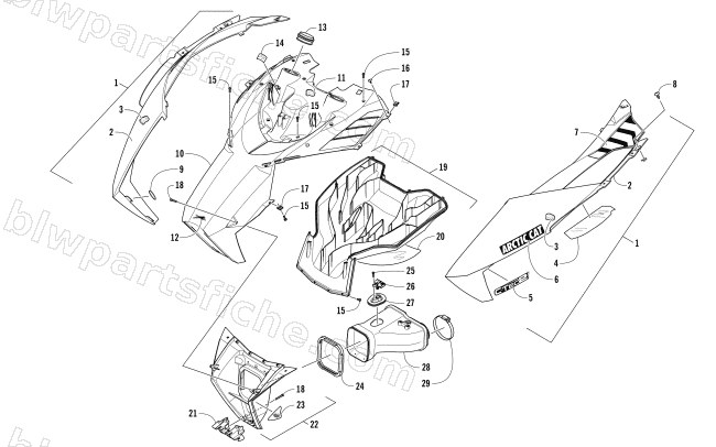 HOOD AND AIR INTAKE ASSEMBLY diagram