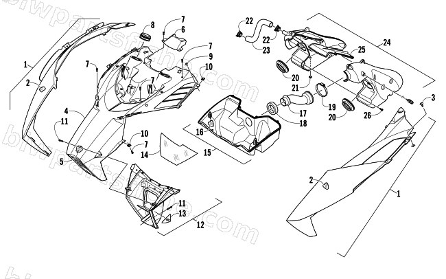 HOOD AND AIR INTAKE ASSEMBLY diagram