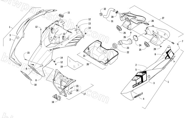 HOOD AND AIR INTAKE ASSEMBLY diagram