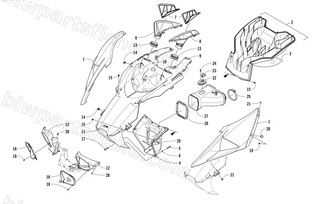 HOOD AND AIR INTAKE ASSEMBLY diagram