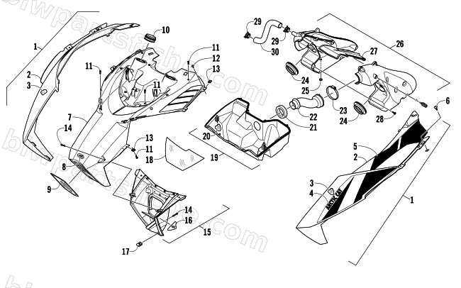 HOOD AND AIR INTAKE ASSEMBLY diagram