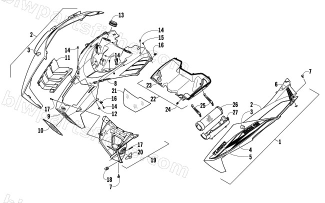 HOOD AND AIR INTAKE ASSEMBLY diagram