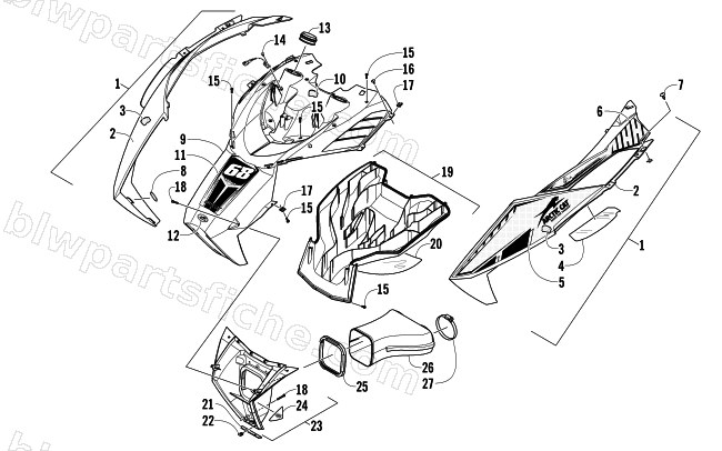 HOOD AND AIR INTAKE ASSEMBLY diagram