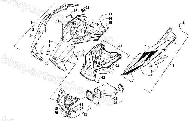 HOOD AND AIR INTAKE ASSEMBLY diagram