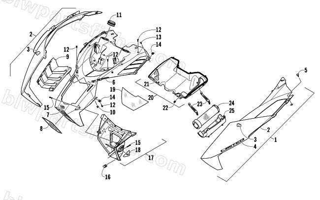 HOOD AND AIR INTAKE ASSEMBLY diagram
