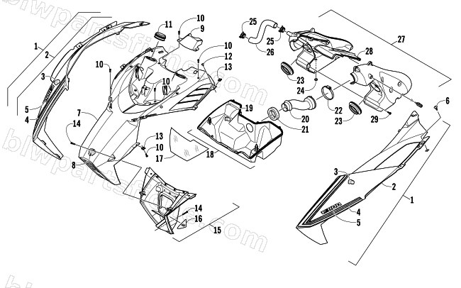 HOOD AND AIR INTAKE ASSEMBLY diagram